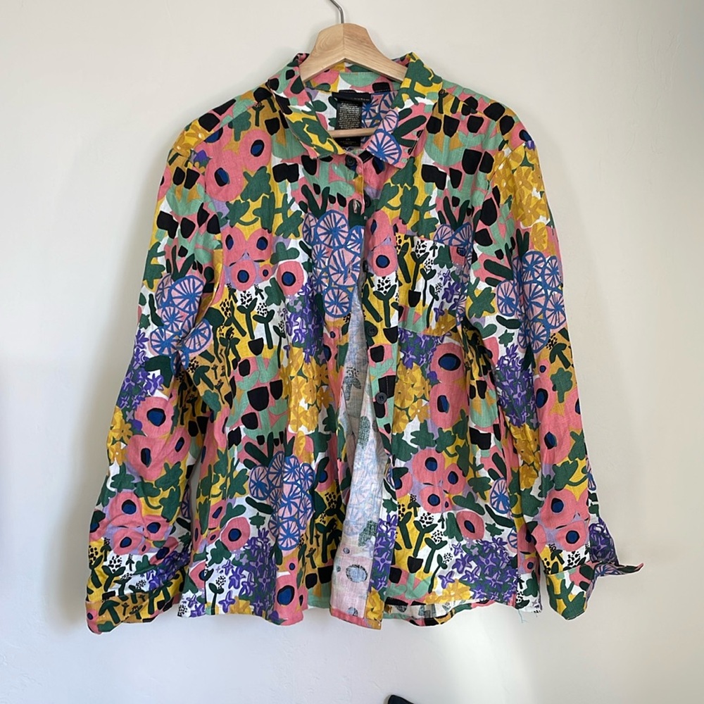 NOOWORKS linen floral print button down